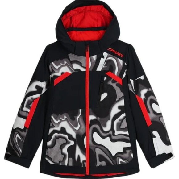 Spyder Other - Spyder Leader Jacket Boys Youth Size 14 Ski winter Snow Black Red Hood New